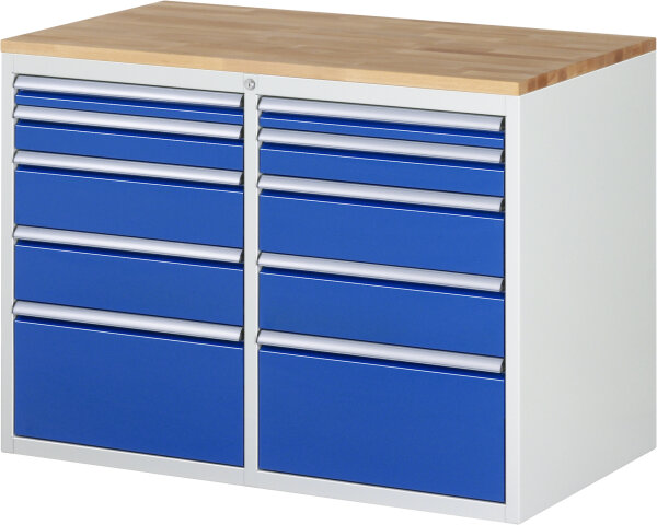 RAU Schubladenschrank LL5.2.2, B1145xT650xH825mm, B-Top-25mm, 10xSchublade-VA, 13-LL5.2.2A-B.11