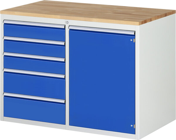 RAU Schubladenschrank LL5.23.12, B1145xT650xH825mm, B-Top-25mm, 5xSchublade-VA,1xTür, 13-LL5.23.12A-B.11
