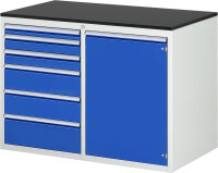 RAU Schubladenschrank LL5.24.12, B1145xT650xH820mm, M-Top-22mm, 6xSchublade-VA,1xTür, 13-LL5.24.12A-M.11