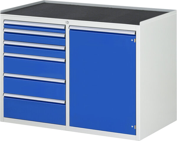 RAU Schubladenschrank LL5.24.12, B1145xT650xH825mm, MT-Top-25mm,6xSchublade-VA,1xTür, 13-LL5.24.12A-MT.11