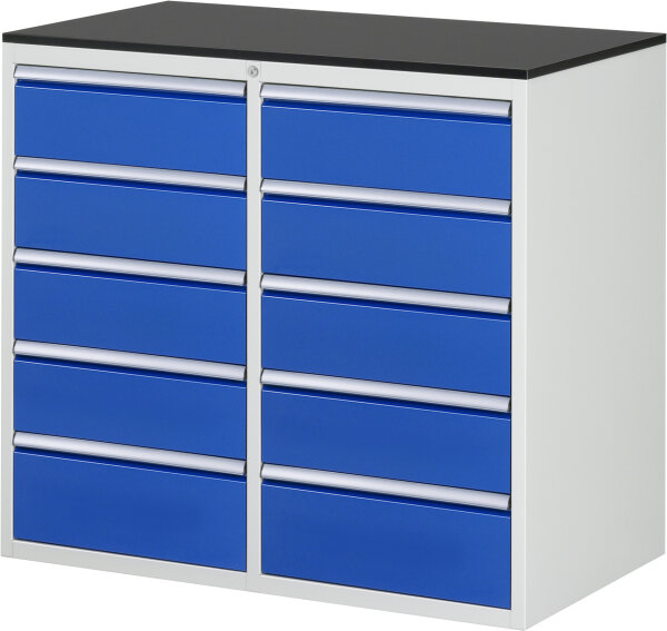 RAU Schubladenschrank LL7.5.5, B1145xT650xH1030mm, M-Top-22mm, 10xSchublade-VA, 13-LL7.5.5A-M.11