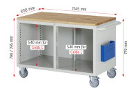 RAU Montagewagen LL3.0.8, B1145xT650xH790mm, 3xSchublade-VA, 1xTür, M-Top-20mm, 15-LL3.0.8A-M.11