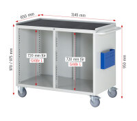 RAU Montagewagen LL5.23.12, B1145xT650xH970mm, 5xSchublade-VA, 1xTür, M-Top-20mm, 15-LL5.23.12A-M.11