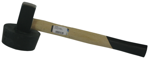 Profibau Spezial-Plattenhammer 75385 rund, vulkanisierter Gummiaufsatz, 1500 g, Hartholzstiel