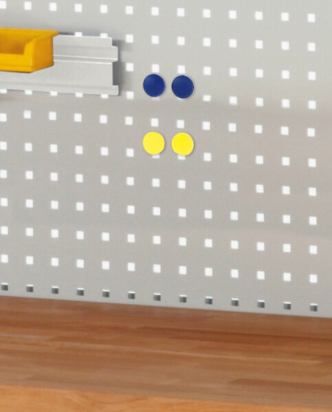 RAU Magnete für Lochplatte (VE = 4 Stück), 2xgelb,2xblau, 09-MS-4