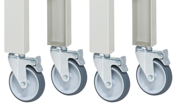 RAU Rollensatz WB 7000 inkl. Rückenloch, 4 Lenkrollen mit Feststeller, 09-RS125-4LF