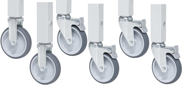 RAU Rollensatz mit Expander, 2 Bock- und 4 Lenkrollen mit Feststeller, 09-RS125EP-4LF-2B