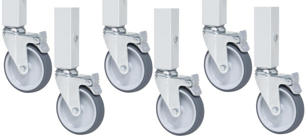 RAU Rollensatz mit Expander, 6 Lenkrollen mit Feststeller, 09-RS125EP-6LF