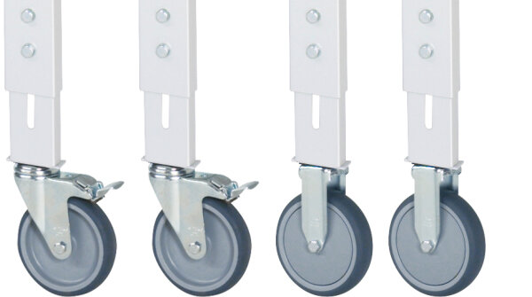 RAU Rollensatz Arbeitstisch Tom, 2 Bock- und 2 Lenkrollen mit Feststeller, 09-RS125MPHV-2LF-2B