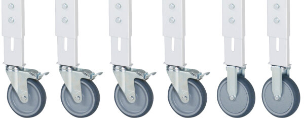 RAU Rollensatz Arbeitstisch Tom, 2 Bock- und 4 Lenkrollen mit Feststeller, 09-RS125MPHV-4LF-2B