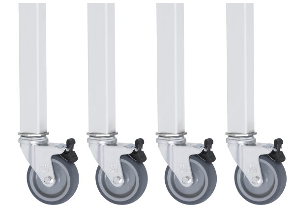 RAU Rollensatz Arbeitstisch Jerry, 4 Lenkrollen mit Feststeller, 09-RS75EP-4LF