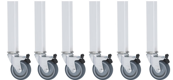 RAU Rollensatz Arbeitstisch Jerry, 6 Lenkrollen mit Feststeller, 09-RS75EP-6LF