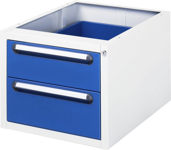 RAU Unterbau-Container mit 2 Schubladen, B480xT600xH395mm, RAL7035/RAL5010, E-US-2-2A.11
