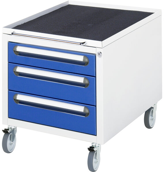 RAU Roll-Container mit 3 Schubladen, B480xT600xH540mm, RAL7035/RAL5010, E-US-2-3A-M.11