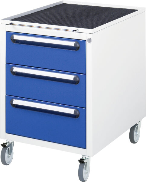 RAU Roll-Container mit 3 Schubladen, B480xT600xH690mm, RAL7035/RAL5010, E-US-3-3A-M.11