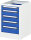 RAU Unterbau-Container mit 5 Schubladen, B480xT600xH755mm, RAL7035/RAL5010, E-US-4-5A-S.11