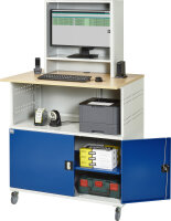 RAU Computer-Tisch 1022 mit Monitorgehäuse T300mm, B1100xT790xH1890mm, mobil, 07-1022M3F.11