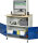 RAU Computer-Tisch 1022 mit Monitorgehäuse T300mm, B1100xT790xH1890mm, mobil, 07-1022M3F.11