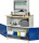 RAU Computer-Tisch 1022 mit Monitorgehäuse T300mm, B1100xT790xH1840mm, stationär, 07-1022M3S.11