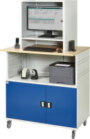 RAU Computer-Tisch 1022 mit Monitorgehäuse T550mm, B1100xT790xH1890mm, mobil, 07-1022M5F.11