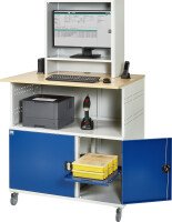 RAU Computer-Tisch 1023 mit Monitorgehäuse T300mm, B1100xT790xH1890mm, mobil, 07-1023M3F.11