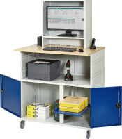 RAU Computer-Tisch 1023 mit Monitorgehäuse T300mm, B1100xT790xH1890mm, mobil, 07-1023M3F.11