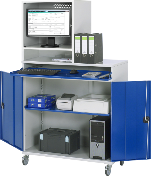 RAU Computer-Schrank 65 mit Monitorgehäuse T520mm, B1100xT520xH1895mm, mobil, 07-1100-M65-MG5F.11