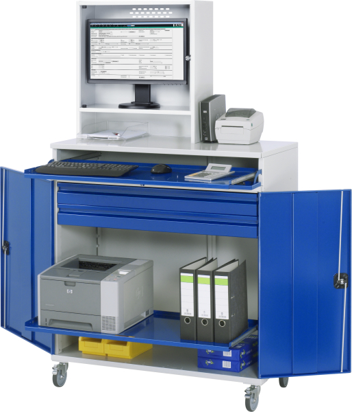 RAU Computer-Schrank 66 mit Monitorgehäuse T250mm, B1100xT520xH1895mm, mobil, 07-1100-M66-MG2F.11