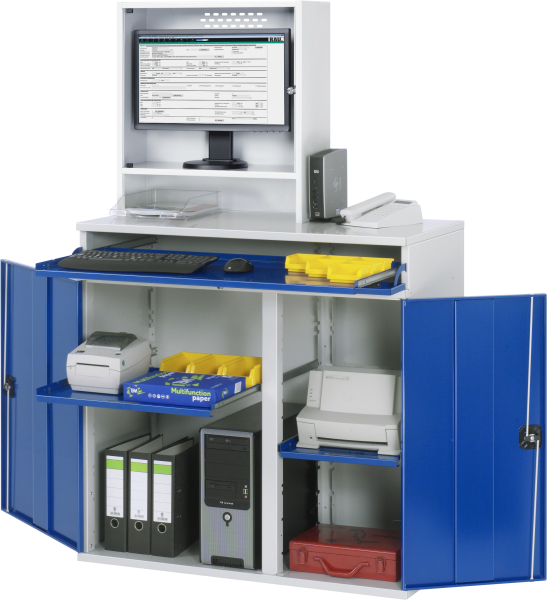 RAU Computer-Schrank 65T mit Monitorgehäuse T250mm, B1100xT520xH1770mm, stationär, 07-1100T-M65-MG2.11