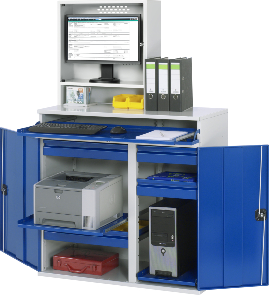 RAU Computer-Schrank 66T mit Monitorgehäuse T250mm, B1100xT520xH1770mm, stationär, 07-1100T-M66-MG2.11