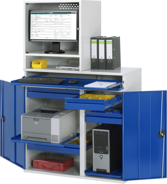 RAU Computer-Schrank 66T mit Monitorgehäuse T520mm, B1100xT520xH1060mm, stationär, 07-1100T-M66-MG5.11