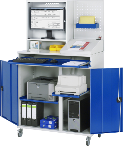 RAU Computer-Schrank 67T mit Monitorgehäuse T250mm, B1100xT520xH1895mm, mobil, 07-1100T-M67-MG2F.11