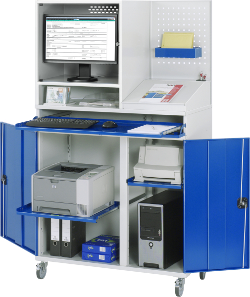 RAU Computer-Schrank 67T mit Monitorgehäuse T520mm, B1100xT520xH1895mm, mobil, 07-1100T-M67-MG5F.11