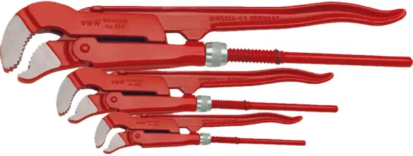 VBW S-Maul-Rohrzangen-Satz 75529 3-teilig, rot lackiert, poliert, 1, 1 ½ und 2 Zoll