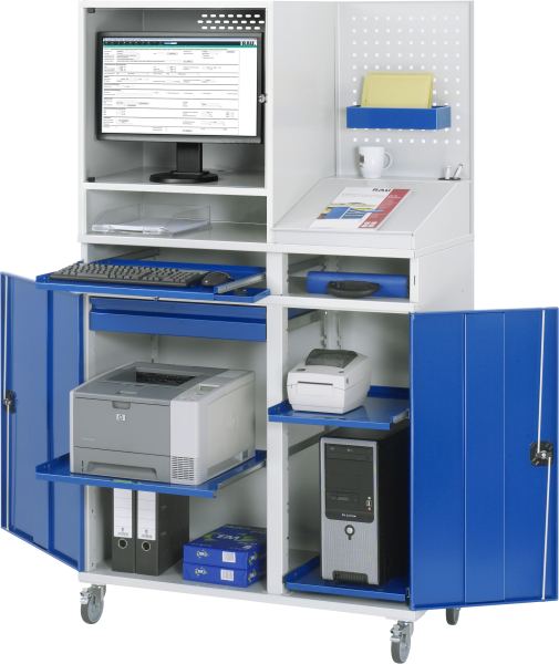 RAU Computer-Schrank 68T mit Monitorgehäuse T520mm, B1100xT520xH1895mm, mobil, 07-1100T-M68-MG5F.11