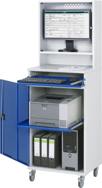 RAU Computer-Schrank 65 mit Monitorgehäuse T250mm, B65 xT520xH1895mm, mobil, 07-650-M65-MG2F.11