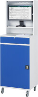RAU Computer-Schrank 66 mit Monitorgehäuse T250mm, B65 xT520xH1895mm, mobil, 07-650-M66-MG2F.11