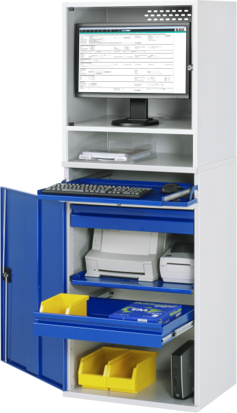 RAU Computer-Schrank 66 mit Monitorgehäuse T520mm, B650xT520xH1770mm, stationär, 07-650-M66-MG5.11