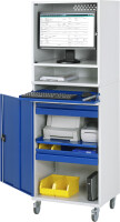 RAU Computer-Schrank 66 mit Monitorgehäuse T520mm, B65 xT520xH1895mm, mobil, 07-650-M66-MG5F.11