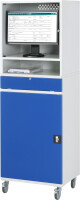 RAU Computer-Schrank 66 mit Monitorgehäuse T520mm, B65 xT520xH1895mm, mobil, 07-650-M66-MG5F.11