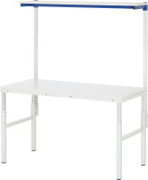 RAU Arbeitstisch Etagenbord, B1500xT900xH650-1000/2040mm, EGB-Hartlaminat-Platte 30mm, E-ATEB-1500-900HE.11