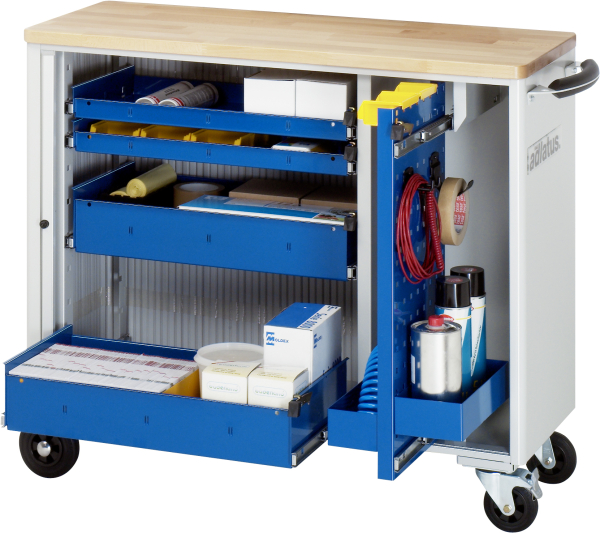 RAU Werkzeugwagen 10010, B1025xT400xH860mm, 4xSchublade-VA, 1xLWA, Buche-Top-25mm, 02-10010B.11