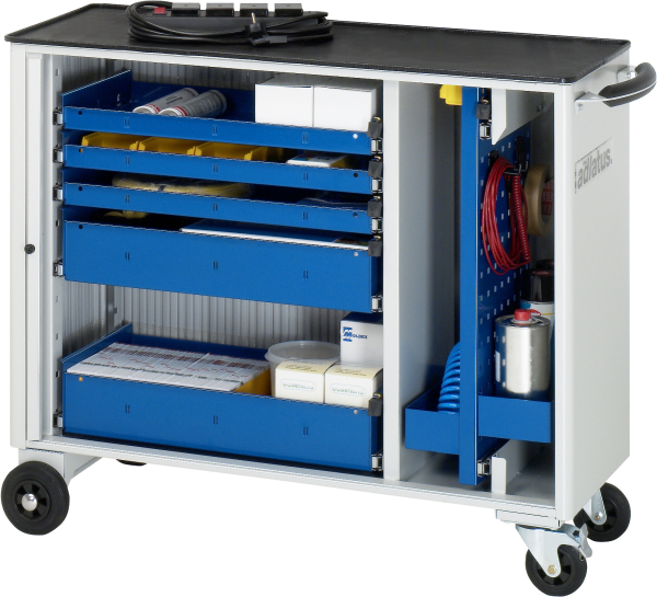 RAU Werkzeugwagen 10050, B1025xT400xH860mm, 5xSchublade-VA, 1xLWA, Metall-Top-25mm, 02-10050.11