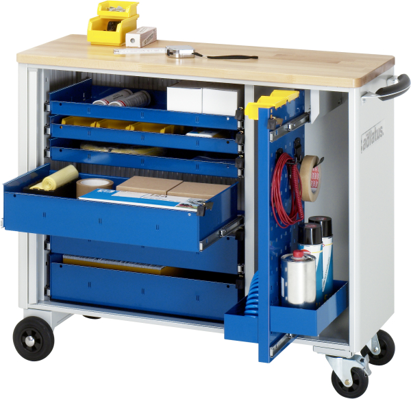 RAU Werkzeugwagen 10060, B1025xT400xH860mm, 6xSchublade-VA, 1xLWA, Buche-Top-25mm, 02-10060B.11