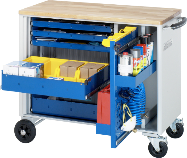 RAU Werkzeugwagen 10200, B1025xT520xH890mm, 5xSchublade-VA, 1xLWA, Buche-Top-25mm, 02-10200B.11