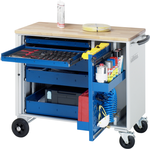 RAU Werkzeugwagen 10210, B1025xT520xH890mm, 5xSchublade-VA, 1xLWA, Buche-Top-25mm, 02-10210B.11