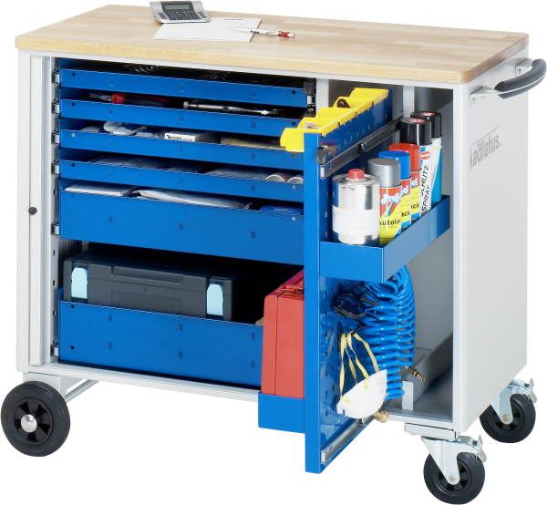 RAU Werkzeugwagen 10220, B1025xT520xH890mm, 6xSchublade-VA, 1xLWA, Buche-Top-25mm, 02-10220B.11