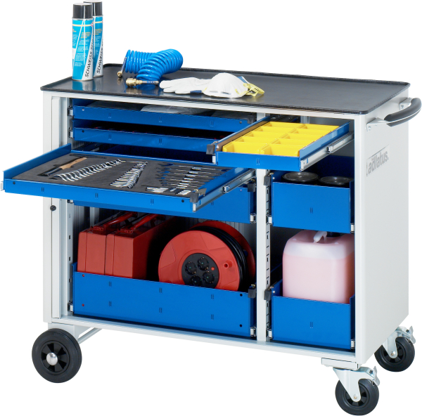 RAU Werkzeugwagen 10400, B1025xT520xH890mm, 8xSchublade-VA, Metall-Top-25mm, 02-10400.11