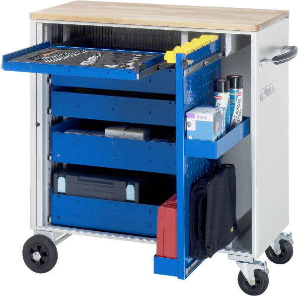 RAU Werkzeugwagen 10610, B1025xT520xH1080mm, 5xSchublade-VA,1xLWA, Buche-Top-25mm, 02-10610B.11