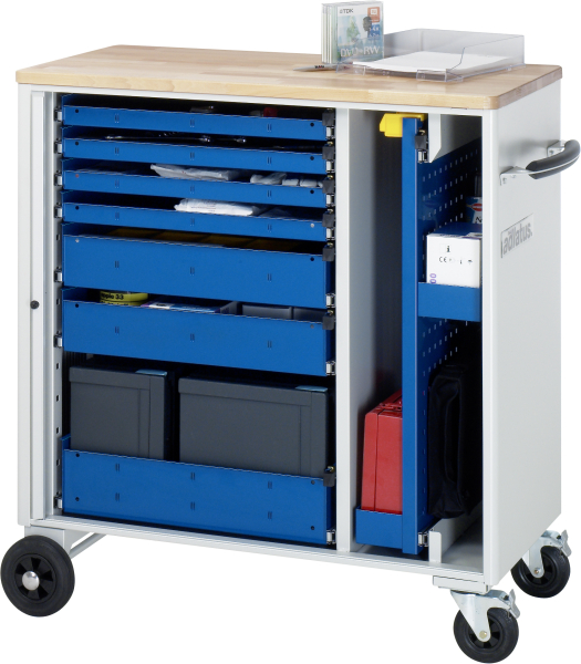 RAU Werkzeugwagen 10660, B1025xT520xH1080mm, 7xSchublade-VA,1xLWA, Buche-Top-25mm, 02-10660B.11